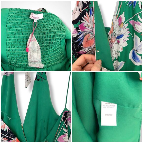 Parker Addie Emerald Floral Silk-Blend Wrap Dress - Picture 11 of 11